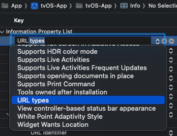 XCode Add URL types