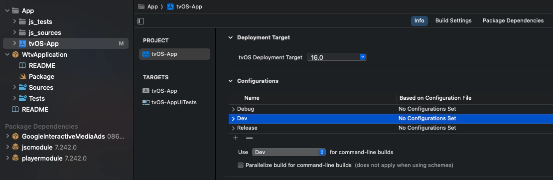 Xcode build configuration result
